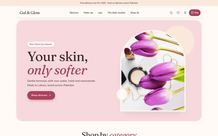 Bloom theme home page on a computer