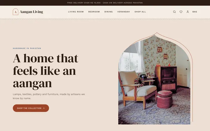Haveli theme home page on a computer