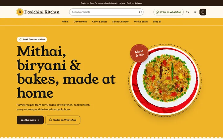 Masala theme home page on a computer